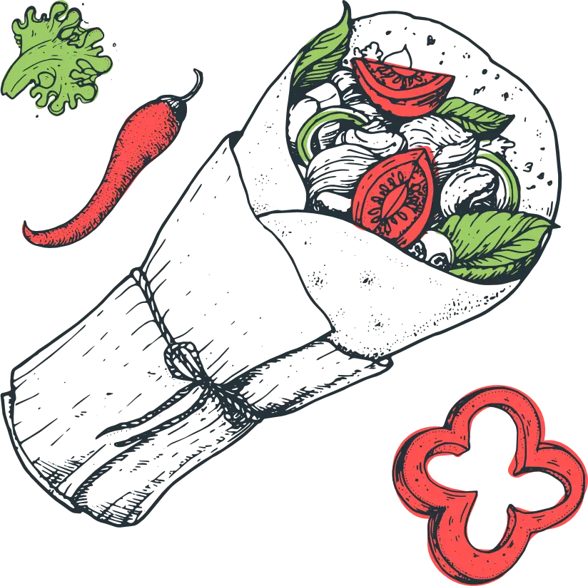 Rysunek kanapki i warzyw